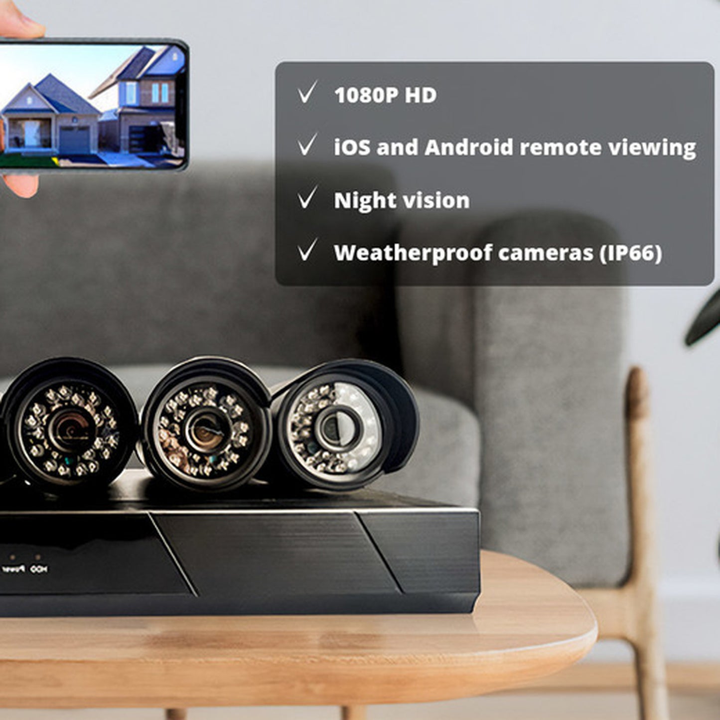 Four-Channel HD Home Security CCTV Camera System (Hard Disk Not Included)