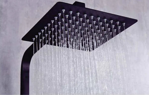 BAP Matt Black Thermostatic Mixer Shower Set Square Black Twin Head Exposed Valve