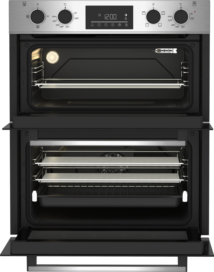 Beko 72cm Built-Under Double Fan Oven with Touch Control LED Timer