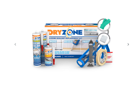 Dryzone Silicone Sealant Replacement Kit (Anti Mould) - Complete kit for Professional looking joints in Kitchens and Bathrooms