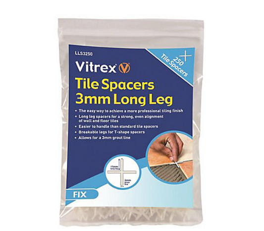 Vitrex LLS3250 Plastic 3mm Tile spacer, Pack of 250